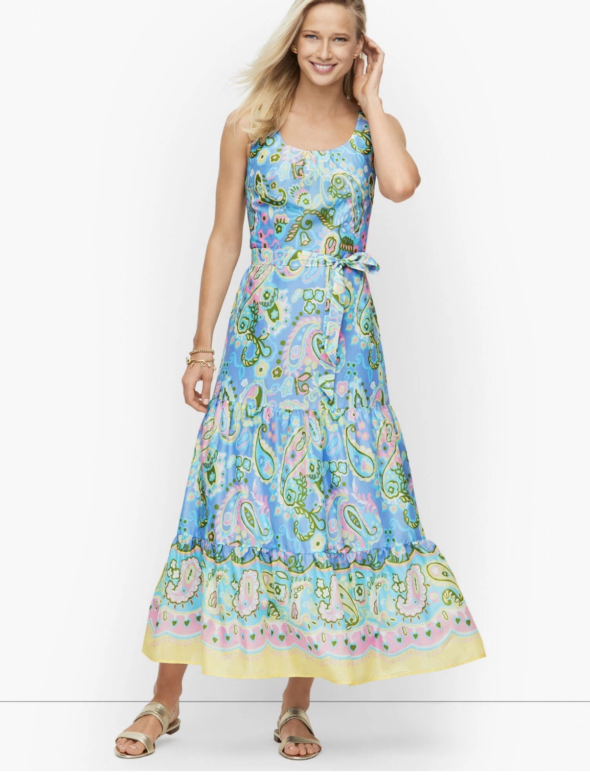 Talbots Paisley Voile Midi Dress in Size 10 Floral Summer Style