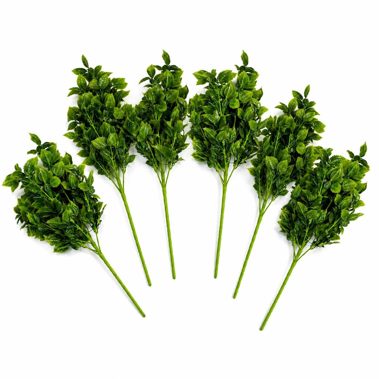 Artificial Leaf Stem Faux Green Bush Foliage 75cm Pack of 6