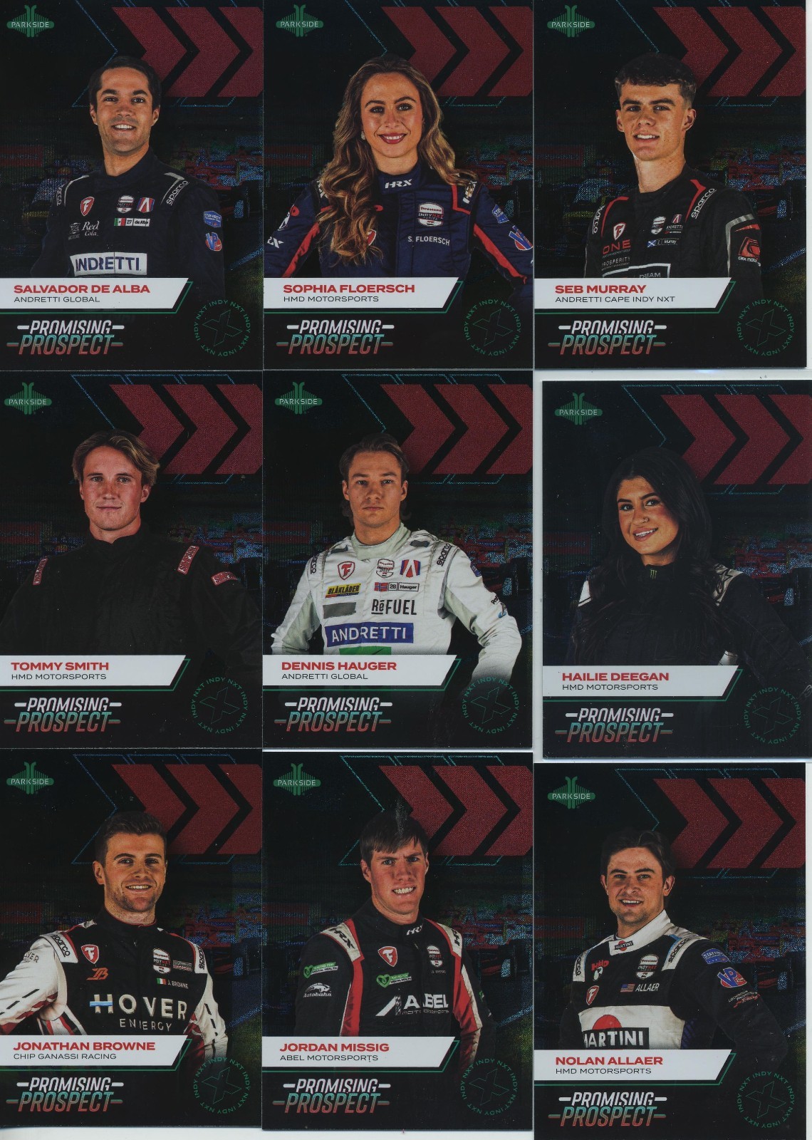 FILA 2025 Parkside IndyCar stampa corta Promising Prospect NXT drivers scegli tu