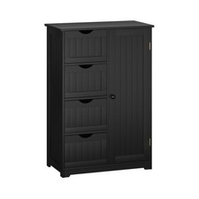 Costway Bathroom Storage Wooden 4 Drawer Cabinet Cupboard 2 Shelves Free Standin