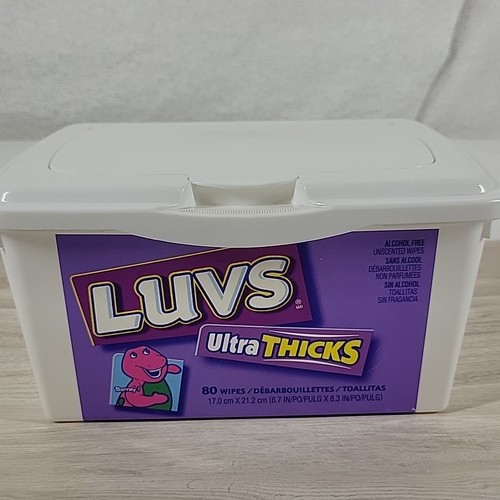 Luvs Ultra Thicks Unscented Baby Wipes 80 Count Barney Container ONLY Flip Top