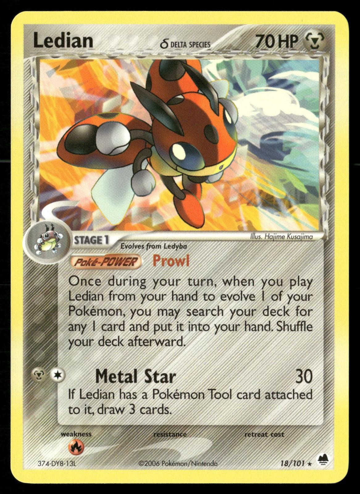 Ledian 18/101 Rare Dragon Frontiers Pokemon LP