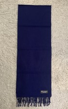 Cashmere Scarf Navy Blue Fringe Men's Women's 12  x66" Scotland Excellent NWOT