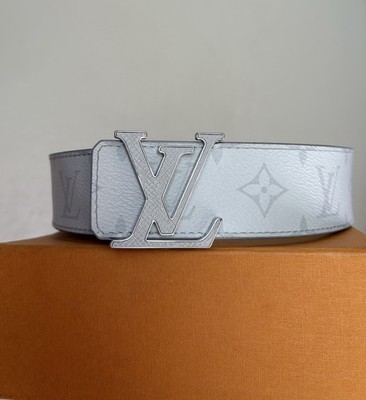 Louis Vuitton LV Initiales 40mm Reversible Monogram Buckle Belt White Gray
