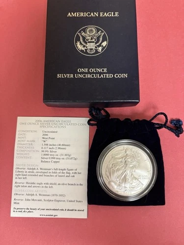 2006 W West Point Uncirculated Walking Liberty American Eagle One Dollar W/COA