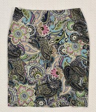 Talbots Sz 6 Fully Lined Pencil Skirt Multicolor Paisley Cotton Spandex LN