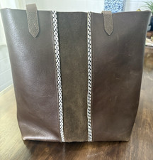 Madewell Medium Transport Tote Suede Inset Edition Dark Brown Open Top Carryall