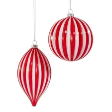 RAZ IMPORTSRED AND WHITE STRIPED ORNAMENT