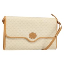 GUCCI Micro GG Supreme Shoulder Bag PVC Ivory Gold Auth am10690