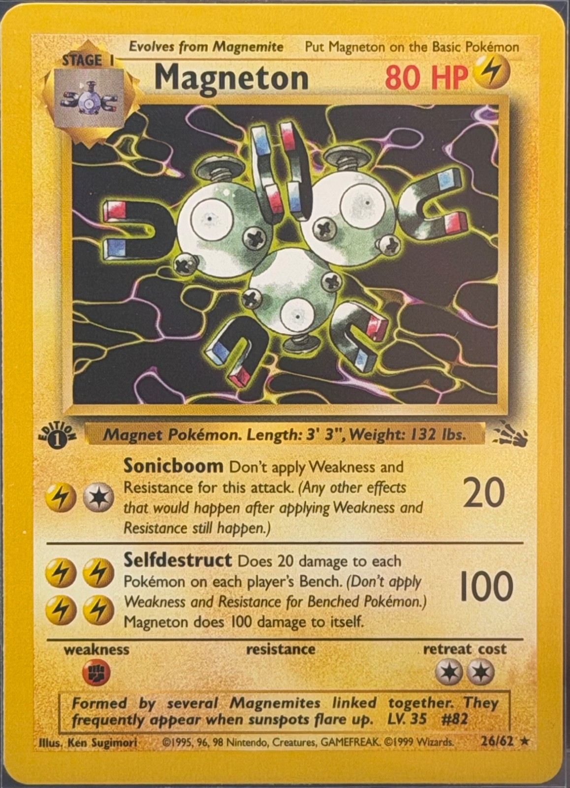 1999 Pokemon Fossil 1st Edition Magneton 26/62 Non Holo Rare
