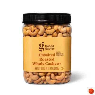 Unsalted Roasted Whole Cashews - 30oz - Good & Gather