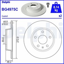 2x DELPHI Bremsscheibe BG4975C für AUDI A1 8X1 8XK Sportback 8XA 8XF quattro