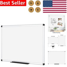 Magnetic Whiteboard 24x18 Inch Silver Aluminum Frame Smooth Surface