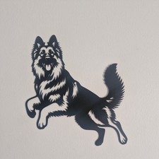 German Shepherd Dog Black Metal Wall Art – 30 x 26 cm Alsatian Dog Decor