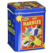 Marbles in Tin Box by Toysmith Glass Variety (160 Count)