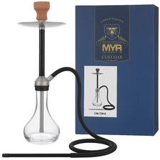 MYA Clio 124A Premium Hookah – Modern Glass Base & Black Stem – Complete Set