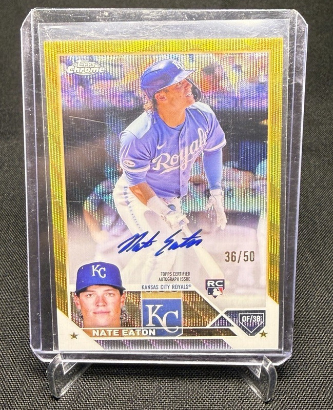 2023 Topps Chrome Nate Eaton Rookie Autographs RA-NE RC Gold Auto 36/50 Royals