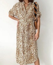 Zimmermann Utility Shirt Dress Size 2 With Belt Size AU 12 / US 8 Leopard Print