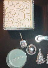 Mariposa Beaded Cocktail Napkin Box / Tray - w Napkins & 4 Weights