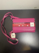 Mundi Charge on the go RFID Safe Keeper Card Slots Zip Around Snap Front Berry