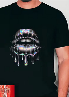 FIFTH DIMENSION T-Shirt ''Chromeffekt - Kussmund'' Gr. XL_Tee_Shirt