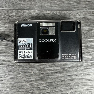 Nikon Coolpix S1000pj 12.1MP Projector Digital Camera Retro Black