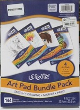 Brand New Ucreate Art Pad Bundle Pack, 9x12" Sketch, Drawing Marker Paint U24