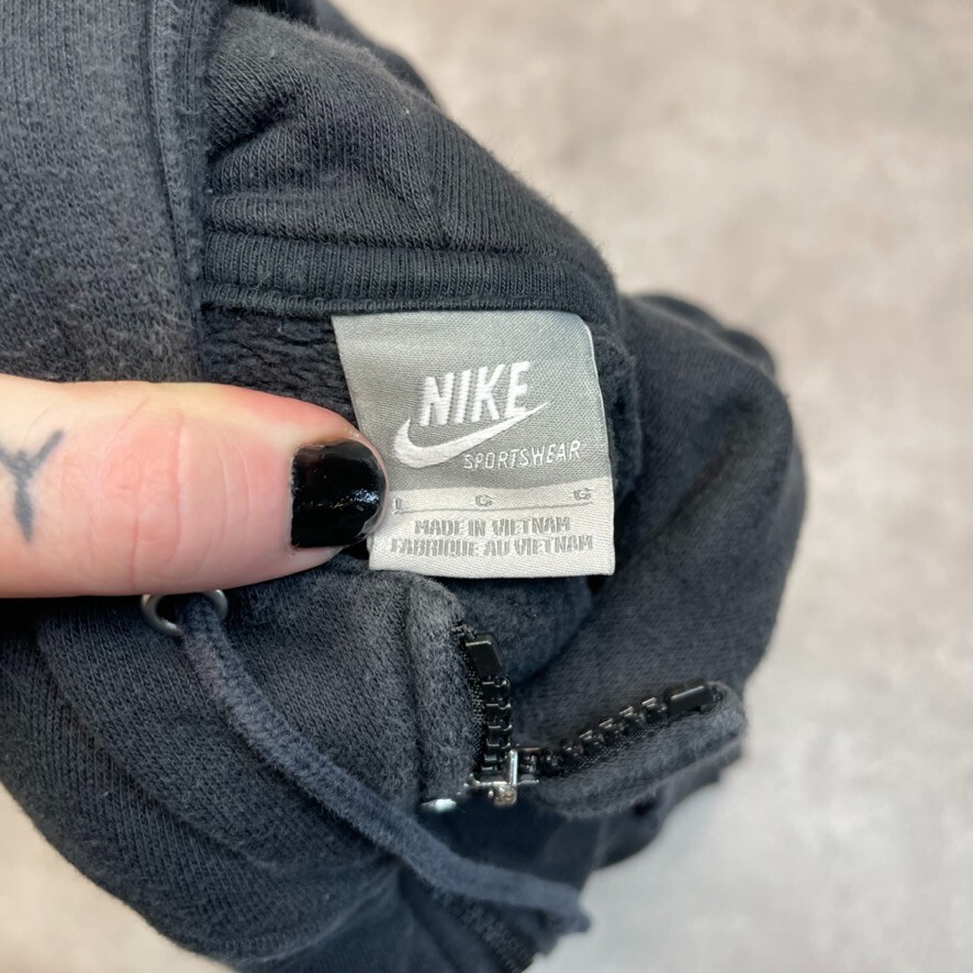 Nike Hoodie Mens Y2K Small Swoosh Vintage Full-Zip Sweatshirt, Black, Large image 8