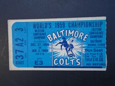 1959 NFL WORLD'S CHAMPIONSHIP TICKET STUB:   NY GIANTS @ BALTIMORE COLTS