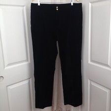 CHAPS Black Velvet Wide Leg Career Evening Slacks Dress Pants Gold Buttons 16