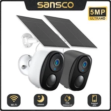 2pcs 3MP Solar WIFI Wireless Home IR Security Camera 2-Way Audio Waterproof