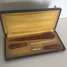 Ancien Nécessaire Bureau 3 PIECES BAKELITE Lames Nogent 1930 Art Déco Set