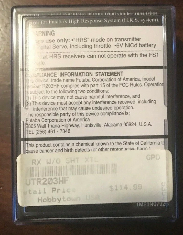 FUTABA HRS RECEIVER R203HF 27 MHZ FUTL0343 - Image 3 of 3