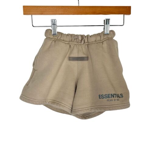 Fear Of God Essentials Kids Sweatshorts Size XS 4/5 Cozy Streetwear Shorts Beige - Afbeelding 1 van 7
