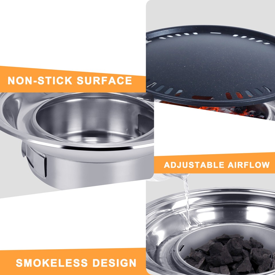 Charcoal Barbecue Grill NonStick Korean BBQ Grill, Portable Stainless