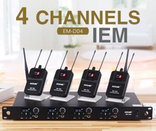 UHF Wireless Inear Monitor System Earphone Monitoring Four 4 Channels for Stage