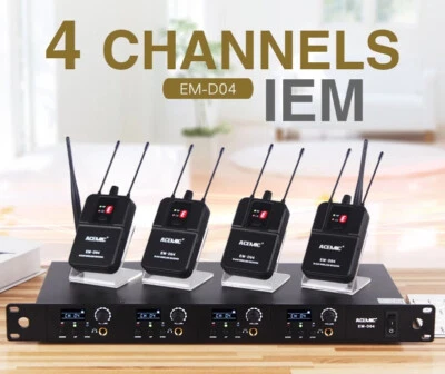 MARKENLOS UHF Wireless Inear Monitor System Earphone Monitoring Four 4 Channels for Stage