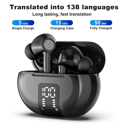 144 Language Translator Earbuds Bluetooth 5.3 Two Way Instant Translation Device - Picture 5 of 11