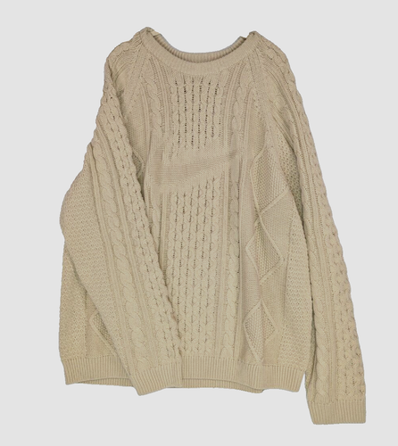 Nike Life Cable Knit Sweater Logo Mens XL Beige DQ5176-206 - Picture 2 of 9