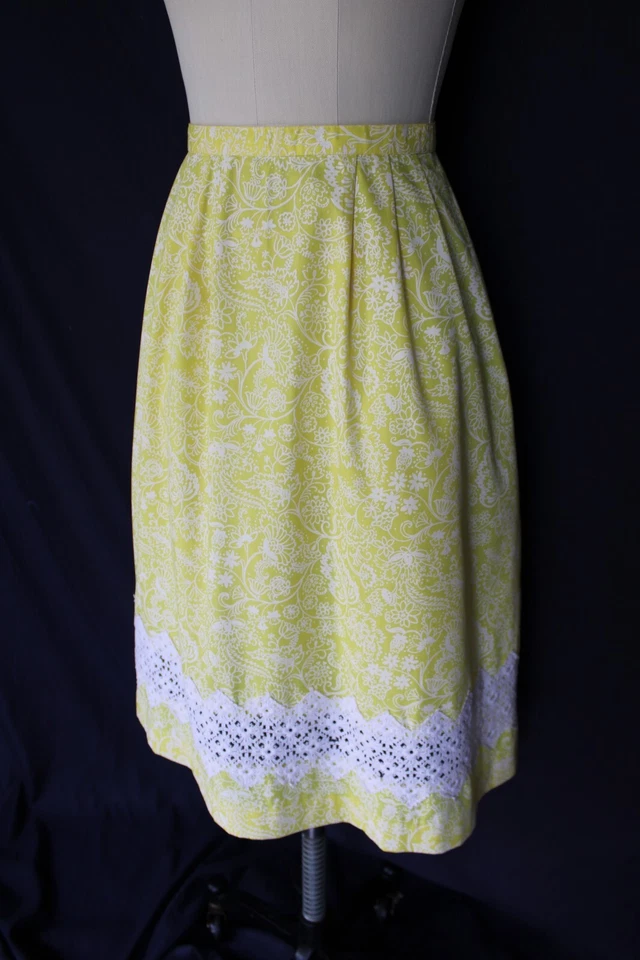 Vintage The Lilly Pulitzer Amarillo Floral Crochet Encaje Vestido Falda Midi Hawaiano Foto 3 de 4