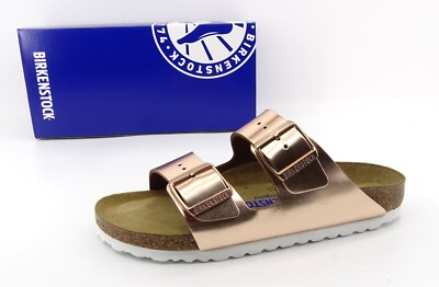 Birkenstock Arizona Soft Sandalen Pantoletten Slipper Metallic Copper Schmale 37