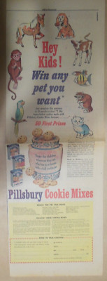 Pillsbury's Flour Ad: Win Any Pet You Want Contest ! 1956 Size: 7.5 x 22 inches