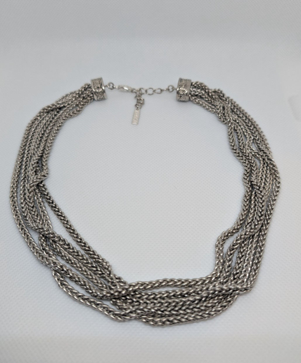 Vintage Napier Silver Tone Multi Strand Bib Necklace
