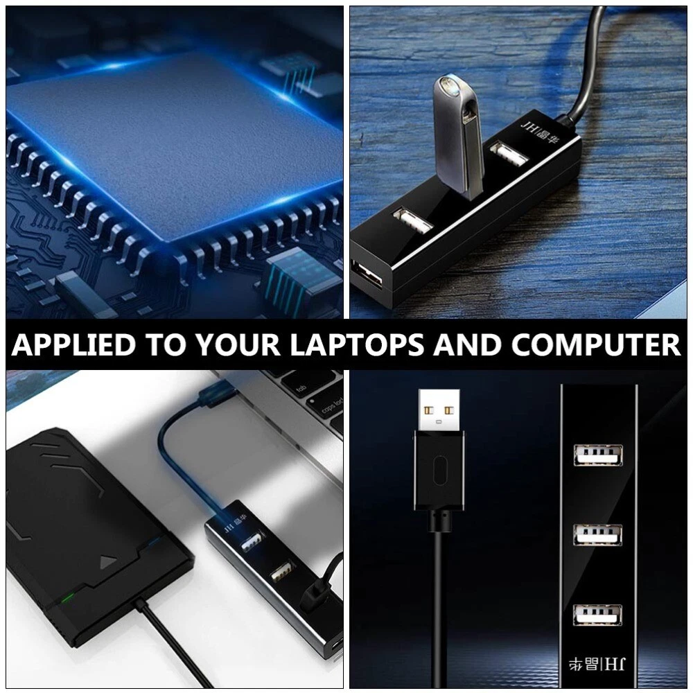 4-Port USB 2.0 Hub Extension Cable for PC with Multiple Connectors