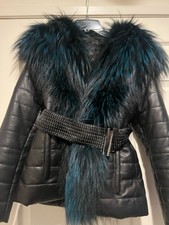 Fox Fur Trimmed Leather Jacket Size Medium