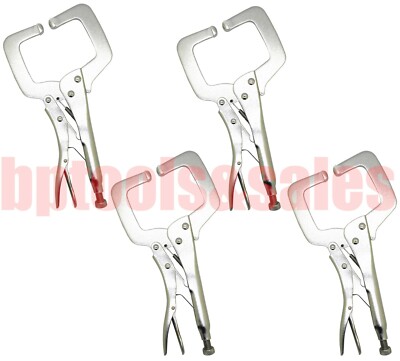  4pc 11'' Locking C Clamp Pliers Set With No Pads Welding Vise Clamps Holding