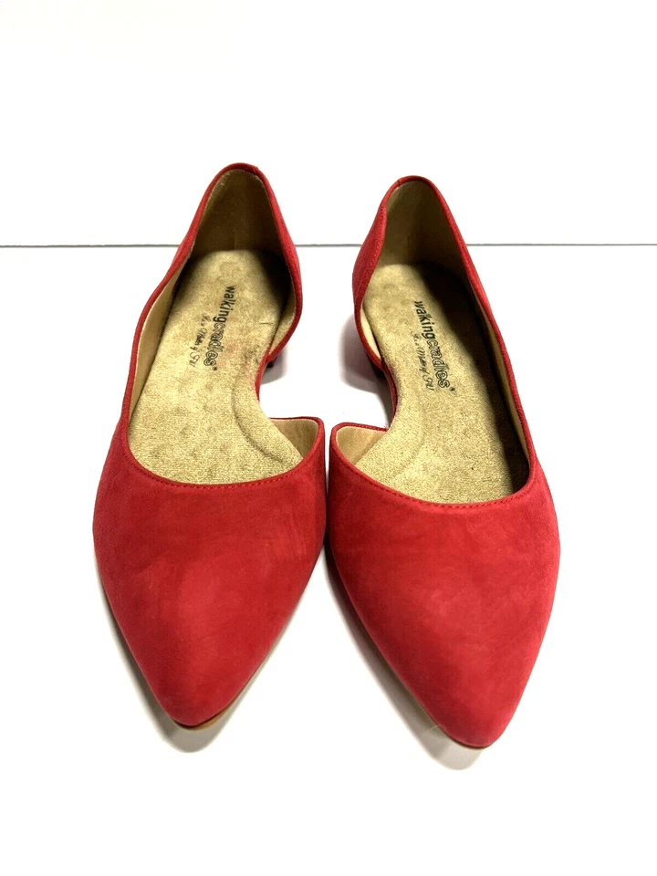 Cunas para caminar para mujer Raya planas de gamuza roja, talla 8,5 M Foto 3 de 4