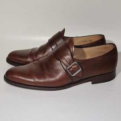 Paul Stuart Single Monk-Strap Leather Shoes Plain Toe Men's Sz 9.5-10 US