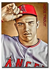 2016 MIKE TROUT AA 6/25  ORIGINAL PRINT  ART SKETCH CARD ARTIST SIGNED