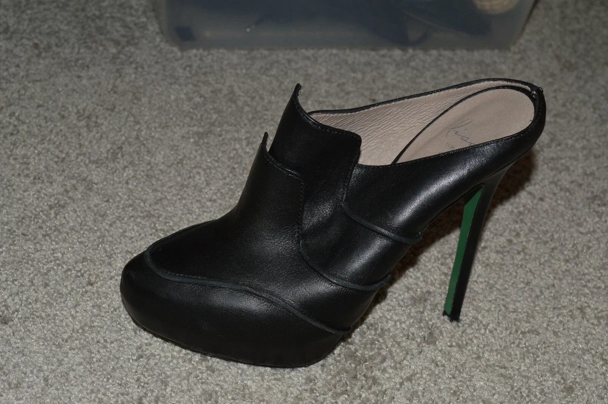 New Lisa for Donald Pliner Shoes Heels Black Leather 8 275 Clog Stiletto